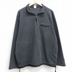 【50%OFF】XL★古着 オールドネイビー OLD NAVY 長袖 ハーフジップ フリース ジャケット メンズ ワンポイントロゴ 濃グレー 25feb21 中古 アウター