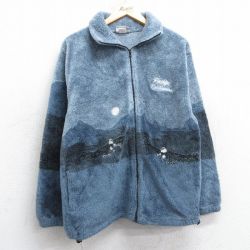 M★古着 長袖 フリース ジャケット メンズ 90年代 90s 鳥 USA製 薄紺系他 ネイビー 【spe】 25feb22 中古 アウター