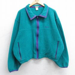 XL★古着 エルエルビーン LLBEAN 長袖 フリース ジャケット メンズ 80年代 80s ワンポイントロゴ 青緑 【spe】 25feb22 中古 アウター