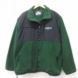 XL★古着 長袖 フリース ジャケット メンズ 大きいサイズ 緑 グリーン 25feb25 中古 アウター