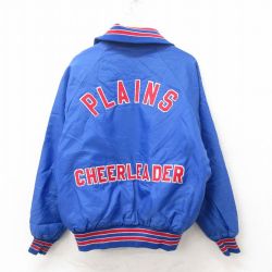 XL★古着 長袖 ナイロン ジャケット メンズ 90年代 90s PLAINS ラグラン USA製 青 ブルー 内側キルティング 25feb25 中古 アウター