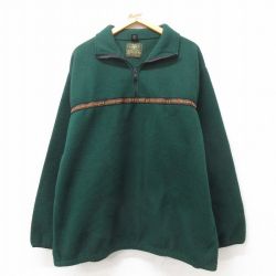XL★古着 長袖 ハーフジップ フリース ジャケット メンズ 90年代 90s 大きいサイズ USA製 緑 グリーン 25feb25 中古 アウター