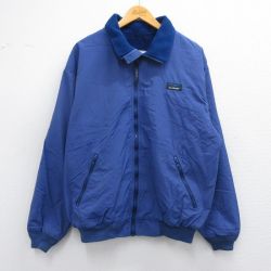 L★古着 エルエルビーン LLBEAN 長袖 ナイロン ジャケット メンズ 90年代 90s ワンポイントロゴ 紺 ネイビー 内側フリース 25feb27 中古 アウター