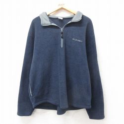 L★古着 オールドネイビー OLD NAVY 長袖 ハーフジップ フリース ジャケット メンズ 00年代 00s ワンポイントロゴ 紺 ネイビー 25mar10 中古 アウター