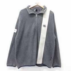 【50%OFF】ノーティカ 90s ハーフジップフリースジャケット ワンポイントロゴ グレー L | 古着