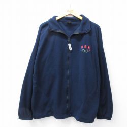 XL★古着 長袖 フリース ジャケット メンズ 90年代 90s USAオリンピック USA製 紺 ネイビー 25sep04 中古 アウター