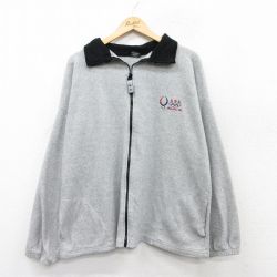 XL★古着 長袖 フリース ジャケット メンズ 00年代 00s 北京オリンピック USA製 薄グレー 霜降り 25sep13 中古 アウター