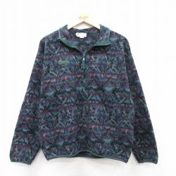 M★古着 コロンビア COLUMBIA 長袖 ハーフジップ フリース ジャケット メンズ 90年代 90s 総柄 USA製 濃緑他 グリーン 【spe】 25sep13 中古 アウター