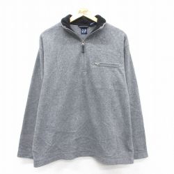L★古着 ギャップ GAP 長袖 ハーフジップ フリース ジャケット メンズ 00年代 00s グレー 霜降り 25sep13 中古 アウター