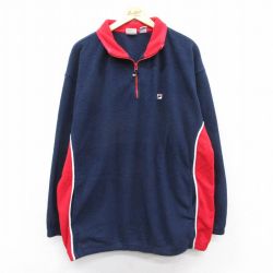 フィラ ハーフジップフリースジャケット ワンポイントロゴ ネイビー XL | 古着