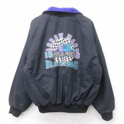 XL★古着 ホロウェイ 長袖 フリース ジャケット メンズ 90年代 90s レーシング ラグラン USA製 黒他 ブラック 内側フリース 25sep17 中古 アウター