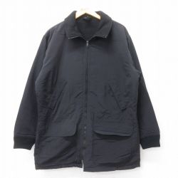 XL★古着 ジェイクルー J.CREW 長袖 フリース ジャケット メンズ 90年代 90s ロング丈 USA製 黒 ブラック 内側フリース 【spe】 25sep17 中古 アウター