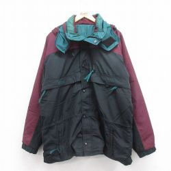 XL★古着 コロンビア COLUMBIA 長袖 ジャケット パーカー メンズ 90年代 90s Eclipse ロング丈 ツートンカラー 黒他 ブラック 【spe】 25sep24 中古 アウター