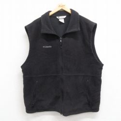 XL★古着 コロンビア COLUMBIA フリース ベスト メンズ 00年代 00s ワンポイントロゴ 黒 ブラック 25sep24 中古 アウター