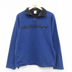 【50%OFF】オールドネイビー 00s ハーフジップフリースジャケット ビッグロゴ ネイビー M | 古着