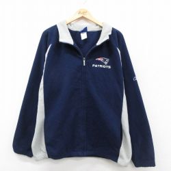XL★古着 リーボック REEBOK 長袖 フリース ジャケット メンズ 00年代 00s NFL ニューイングランドペイトリオッツ ラグラン 濃紺 ネイビー アメフト スーパーボウル 25sep25 中古 アウター