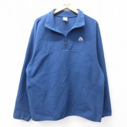 XL★古着 ナイキ NIKE ACG 長袖 ハーフジップ フリース ジャケット メンズ ワンポイントロゴ 薄紺 ネイビー 25sep26 中古 アウター