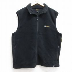 L★古着 ノーティカ NAUTICA フリース ベスト メンズ 90年代 90s ワンポイントロゴ COMPETITION USA製 黒 ブラック 25sep26 中古 アウター