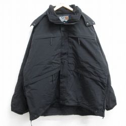 XL★古着 5.11タクティカル 長袖 ナイロン ジャケット マウンテン パーカー メンズ 大きいサイズ ロング丈 黒 ブラック 内側フリース 【spe】 25sep26 中古 アウター