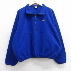 XL★古着 エルエルビーン LLBEAN 長袖 ハーフジップ フリース ジャケット メンズ 80年代 80s 青 ブルー 25sep26 中古 アウター