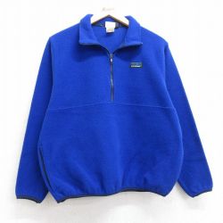 L★古着 エルエルビーン LLBEAN 長袖 ハーフジップ フリース ジャケット メンズ 80年代 80s 青 ブルー 25sep26 中古 アウター