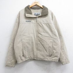 XL★古着 コロンビア COLUMBIA 長袖 ジャケット メンズ 00年代 00s ワンポイントロゴ ベージュ カーキ 内側フリース 25sep27 中古 アウター