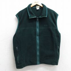 M★古着 エルエルビーン LLBEAN フリース ベスト メンズ 80年代 80s ワンポイントロゴ 緑 グリーン 25sep27 中古 アウター