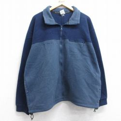 XL★古着 コロンビア COLUMBIA 長袖 フリース ジャケット メンズ 00年代 00s ワンポイントロゴ ツートンカラー 紺他 ネイビー 25sep27 中古 アウター