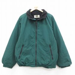 XL★古着 エディーバウアー 長袖 ナイロン ジャケット メンズ 00年代 00s ワンポイントロゴ 濃緑 グリーン 内側フリース 25sep29 中古 アウター