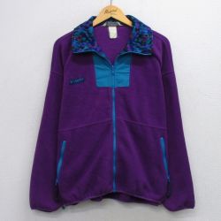 XL★古着 コロンビア COLUMBIA 長袖 フリース ジャケット メンズ 90年代 90s ワンポイントロゴ 紫他 パープル 25sep29 中古 アウター