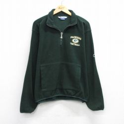 XL★古着 チャンピオン champion 長袖 ハーフジップ フリース ジャケット メンズ 00年代 00s NFL グリーンベイパッカーズ 緑 グリーン アメフト スーパーボウル 25sep29 中古 アウター