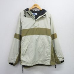 XL★古着 オールドネイビー OLD NAVY 長袖 ハーフジップ ナイロン ジャケット メンズ 00年代 00s ツートンカラー 大きいサイズ ベージュ他 カーキ 内側フリース 25sep29 中古 アウター
