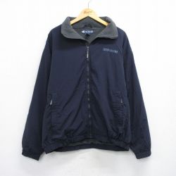 XL★古着 ビッグドッグス 長袖 ナイロン ジャケット メンズ ワンポイントロゴ 大きいサイズ 紺 ネイビー 内側フリース 25sep30 中古 アウター