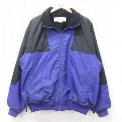 XL★古着 コロンビア COLUMBIA 長袖 ナイロン ジャケット メンズ 90年代 90s ワンポイントロゴ ツートンカラー 紫他 パープル 25sep30 中古 アウター
