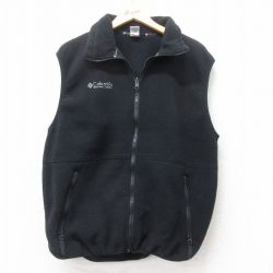 M★古着 コロンビア COLUMBIA フリース ベスト メンズ 90年代 90s ワンポイントロゴ USA製 黒 ブラック 25sep30 中古 アウター