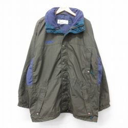 XL★古着 コロンビア COLUMBIA 長袖 ナイロン マウンテン ジャケット メンズ 90年代 90s ワンポイントロゴ Longs Peak 大きいサイズ ロング丈 緑系他 グリーン 【spe】 25sep30 中古 アウター