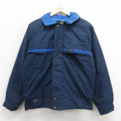 M★古着 エディーバウアー 長袖 ナイロン ダウン ジャケット メンズ 90年代 90s USA製 紺 ネイビー 25sep30 中古 アウター