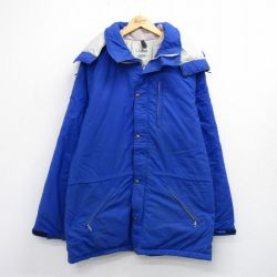 XL★古着 エルエルビーン LLBEAN 長袖 ナイロン ジャケット パーカー メンズ 80年代 80s ラグラン ロング丈 USA製 青 ブルー 25oct01 中古 アウター