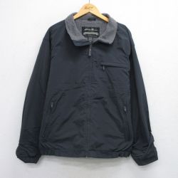 XL★古着 エディーバウアー 長袖 ナイロン ジャケット メンズ 大きいサイズ 黒 ブラック 内側フリース 25oct01 中古 アウター