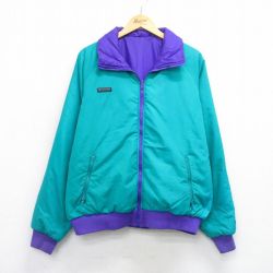 XL★古着 コロンビア COLUMBIA 長袖 ナイロン ジャケット メンズ 90年代 90s リバーシブル ラグラン 大きいサイズ 青緑他 25oct01 中古 アウター