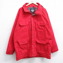 XL★古着 ウールリッチ WOOLRICH 長袖 マウンテン ジャケット パーカー メンズ 80年代 80s ラグラン ロング丈 USA製 赤 レッド 内側ウール 25oct01 中古 アウター