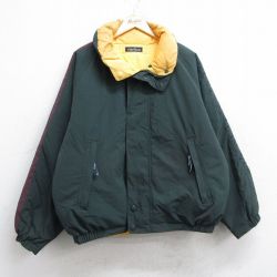 XL★古着 ノーティカ NAUTICA 長袖 ブランド ナイロン ダウン ジャケット メンズ 90年代 90s ビッグロゴ リバーシブル ラグラン 緑 グリーン 25oct01 中古 アウター