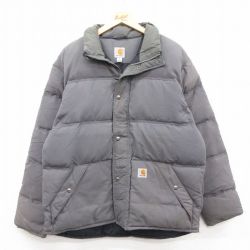 L★古着 カーハート Carhartt 長袖 ダウン ジャケット メンズ ワンポイントロゴ グレー 25oct01 中古 アウター