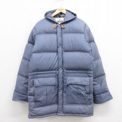 L★古着 ウールリッチ WOOLRICH 長袖 ダウン ジャケット パーカー メンズ 80年代 80s ロング丈 薄紺 ネイビー 25oct02 中古 アウター