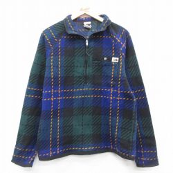 M★古着 ノースフェイス THE NORTH FACE 長袖 ハーフジップ フリース ジャケット メンズ ラグラン 紺他 ネイビー チェック 【spe】 25oct04 中古 アウター