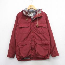M★古着 エルエルビーン LLBEAN 長袖 ナイロン マウンテン ジャケット パーカー メンズ 80年代 80s BAXTER STATE PARKA ラグラン USA製 エンジ 内側ウール 25oct07 中古 アウター