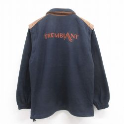 【20%OFF】L★古着 長袖 フリース ジャケット メンズ 00年代 00s TREMBLANT 刺繍 レザー使用 カナダ製 紺 ネイビー 25oct09 中古 アウター