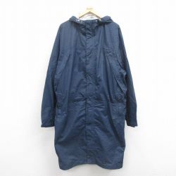XL★古着 エルエルビーン LLBEAN 長袖 ナイロン ジャケット パーカー メンズ ワンポイントロゴ リップストップ 大きいサイズ ロング丈 紺 ネイビー 25oct09 中古 アウター