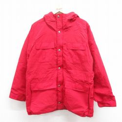 M★古着 エルエルビーン LLBEAN 長袖 ナイロン ジャケット マウンテン パーカー メンズ 80年代 80s ラグラン USA製 赤 レッド 内側ウール 25oct09 中古 アウター
