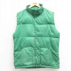 M★古着 ノースフェイス THE NORTH FACE ビンテージ ダウン ベスト メンズ 70年代 70s リップストップ 緑 グリーン 25oct09 中古 アウター